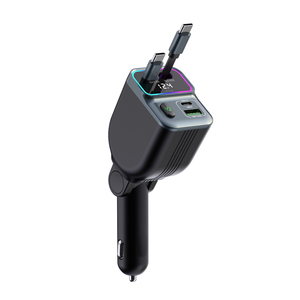GXYKIT GC15 Super Fast Charging 12-24V DC Retractable Car Charger with Built-in Cable